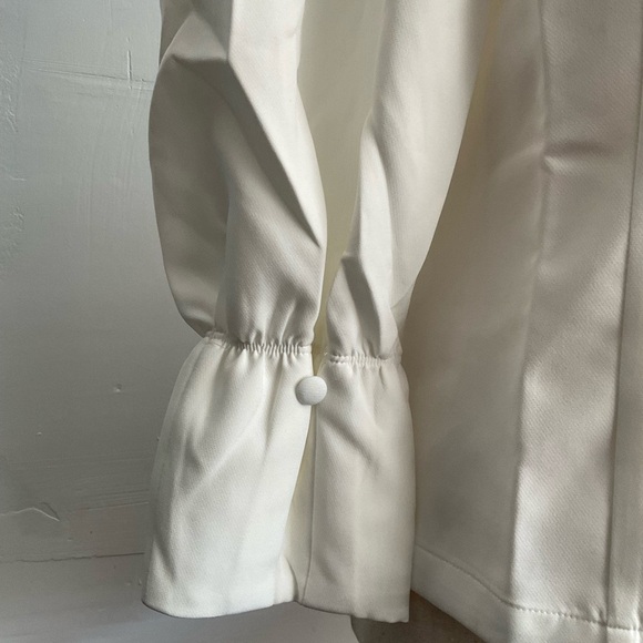 Choosy Off White V-neck Button Elastic Cuff Puff Sleeve Blouse Size Medium - Picture 5 of 9
